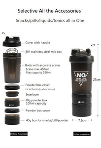 Three-Layer Creative Protein Shaker Bottle