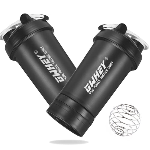 Two-Layer Whey Protein Shaker Bottle With Mixing Ball